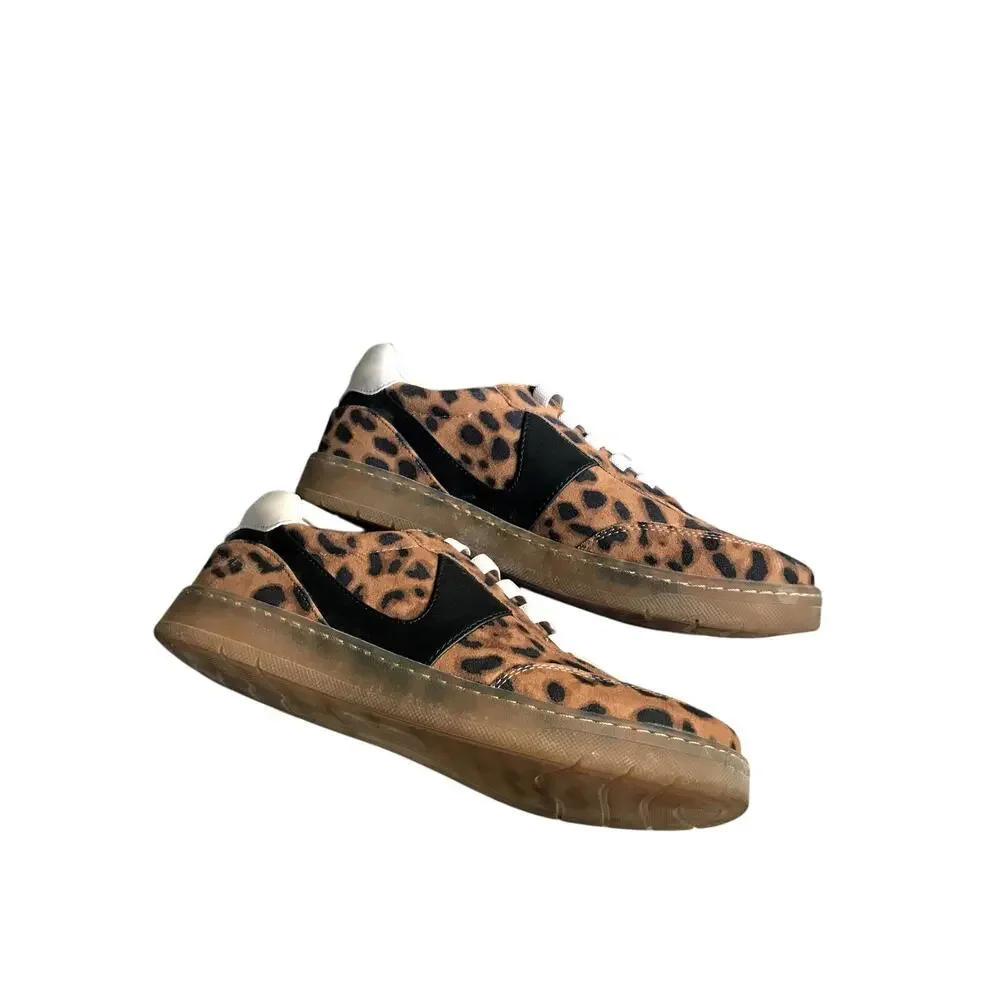 Franco Sarto Leopard Print Sneakers Women’s Size 8.5 Lace Up Casual Shoes